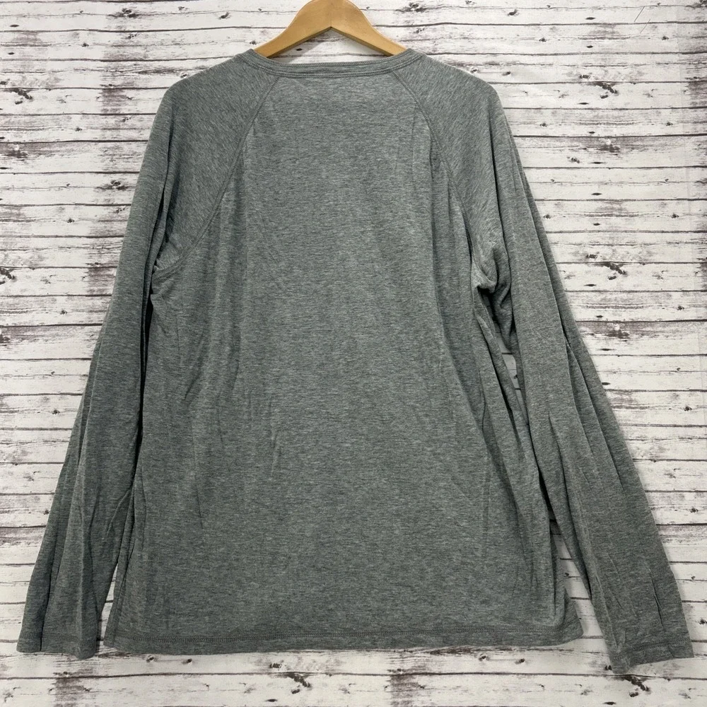 Faherty Henley Shirt Men's XL Gray Heathered Cloud Cotton Casual Long Sleeve
